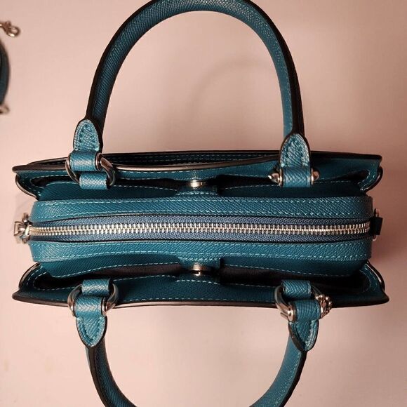 Coach 91146 Mini Lillie Carryall Bag in Deep Turquoise Blue Crossgrain Mineral - Picture 6 of 7